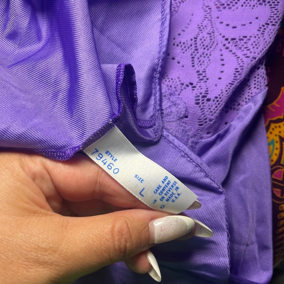Vintage 80s/90s Vandemere Purple Lace Lingerie Dress – Made in USA Size Large - Picture 6 of 7